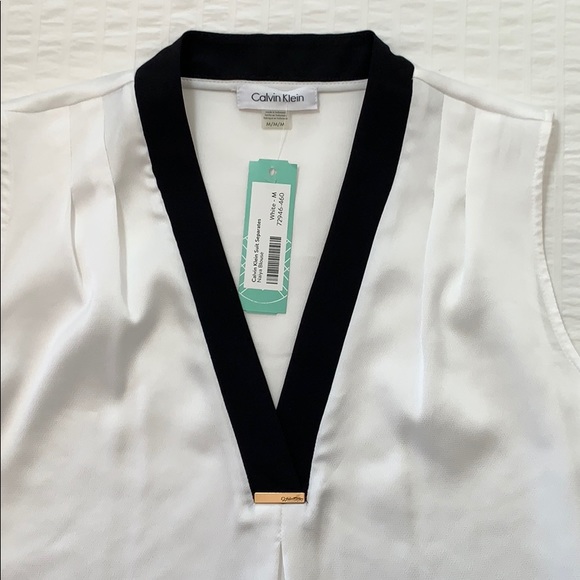 Tops - Calvin Klein Sleeveless Blouse with Black V-neck